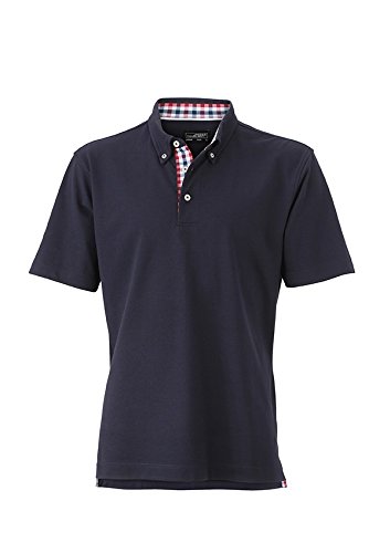 James+Nicholson Plain Poloshirt mit modischem Karoeinsatz JN 964, Größe:3XL;Farbe:Navy/Red-Navy-White
