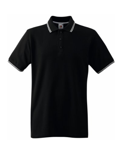 Fruit Of The Loom Tipped Polo Shirt für Männer (3XL) (Schwarz/Weiß) 3XL,Schwarz/Weiß