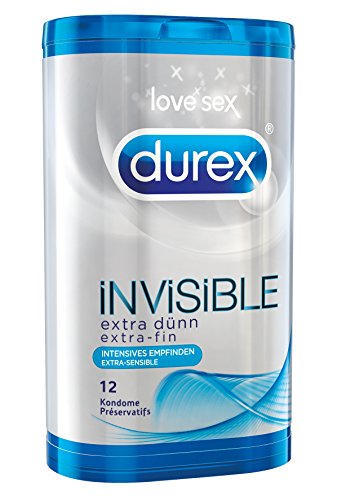 Durex Invisible Kondome, extra dünn für intensives Empfinden, 12er Pack (1 x 12 Stück)
