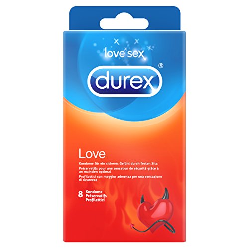 Durex Love Kondome, für ein sicheres Gefühl durch festeren Sitz, 8er Pack (1 x 8 Stück)