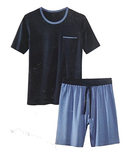 Herren Shorty Schlafanzug Pyjama Nachtwäsche Short + Shirt kurz M L XL XXL *PLT (XL 56 58, Blau)