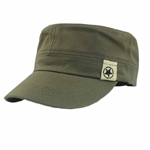 Baseball Cap für Herren und Damen Hirolan Mode Unisex Eben Dach Militär Hüte Kadett Patrouillieren Buchse Hut Baseball Feldkappe Kinder Flexfit Baseball Cap mit Stick (Army green)