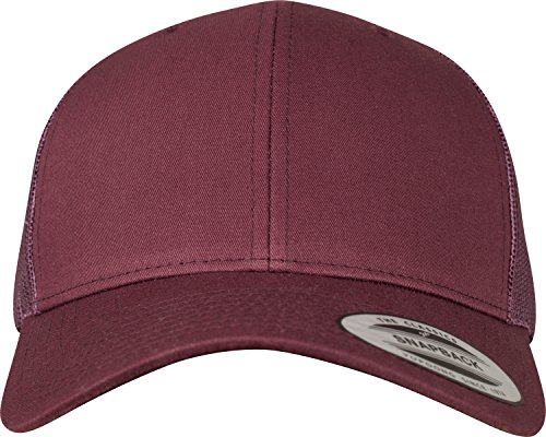 Flexfit Snapback Unisex Baseball-Mütze | Trucker Kappe Mesh Basecap, Rot (maroon), Gr. One size