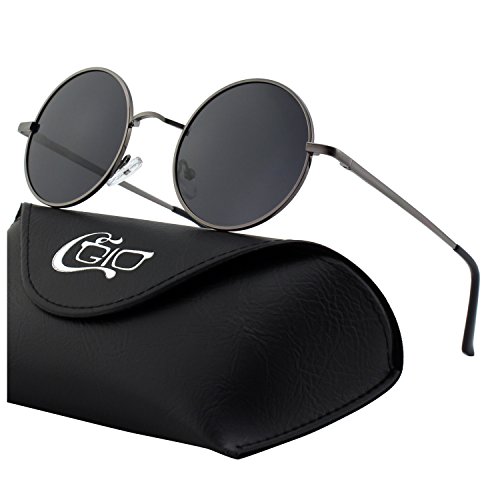 CGID Retro Vintage Sonnenbrille, inspiriert von John Lennon, polarisiert mit rundem Metallrahmen, für Frauen und Männer E01
