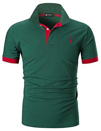 STTLZMC Herren Poloshirt Kurzarm Einfarbig Basic Polohemd S-XXL,Grün,Small