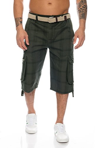 Herren Shorts Dehnbund Bermuda Kurze Hose Stretch Verschiedene Farben ID230 (3XL, Olive)