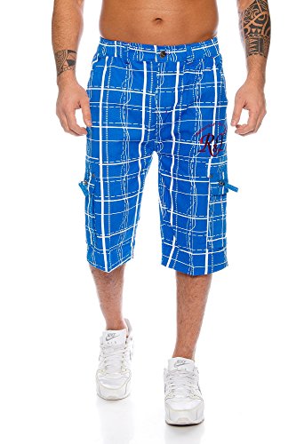 Raff&Taff Herren Bermuda Shorts Freizeithose Karomuster Cargohose bis 4XL (XL, Blau (RT 001))
