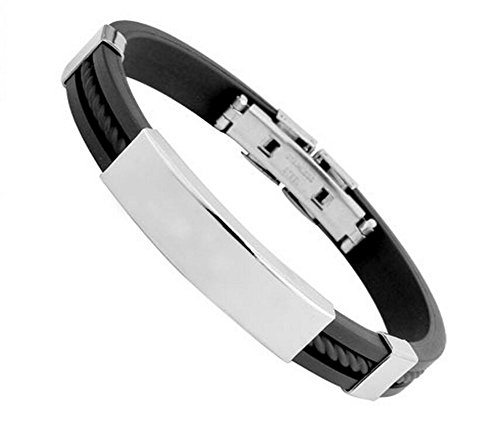 Vi.yo Mode Herren Armband Charme Titan Stahl Silikon Kette mit Faltschließe Cool Schmuck Dekoration,1 Stück