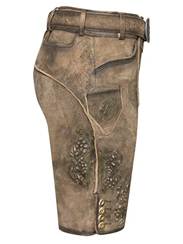 Herren Lederhose Ludwig aus der Meisterstück Serie von Schöneberger Trachten – Vintage Trachtenlederhose inkl. Trachtengürtel (48, braun)