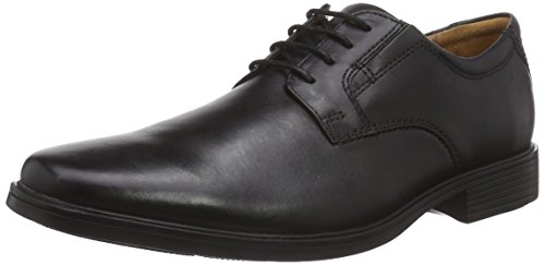 Clarks Tilden Plain, Herren Derby Schnürhalbschuhe, Schwarz (Black Leather), 43 EU (9 Herren UK)