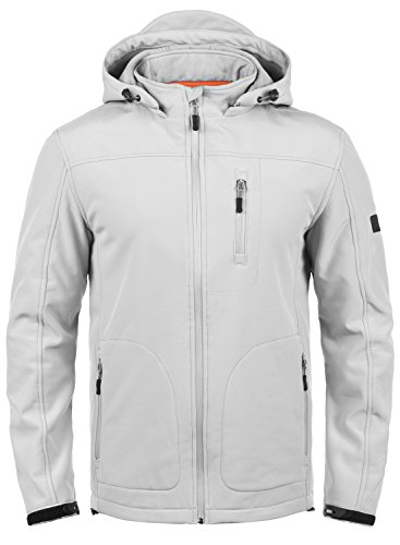 Indicode Deegan Herren Softshell Jacke Funktionsjacke Übergangsjacke Mit Abnehmbarer Kapuze Und Fleece-Futter, Größe:L, Farbe:Light Grey Mix (913)