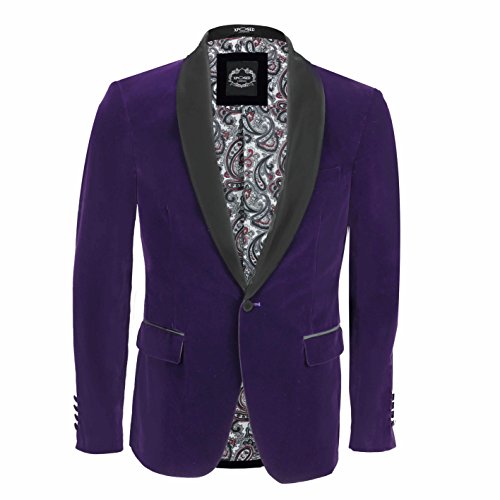 XPOSED SAMT-Rauchen Anzug Jacke Schwarz Schal Revers Blazer Smart-Formal Abendessen-Mantel [ Brust UK 44 EU 54, Purpurrot]