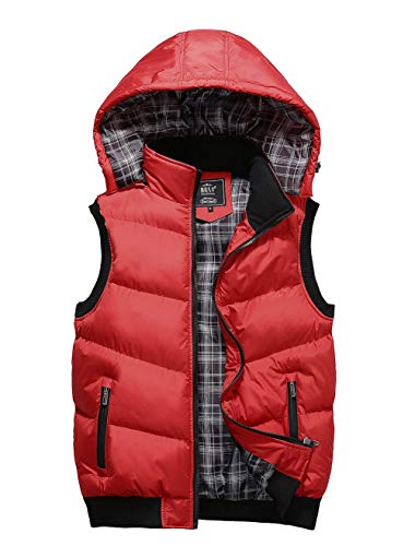Ommda Herren Daunenweste Leicht wattiert große größen Teppweste Weste Outdoor Weste Mit Stehkragen rot L