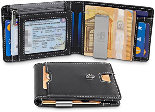 TRAVANDO Geldbörse mit Geldklammer DUBAI klein Geldbeutel Slim Wallet Männer Münzfach RFID Portemonnaie Portmonaise Herren Kreditkartenetui Brieftasche Portmonee Kreditkartenhalter Geschenk Kartenetui