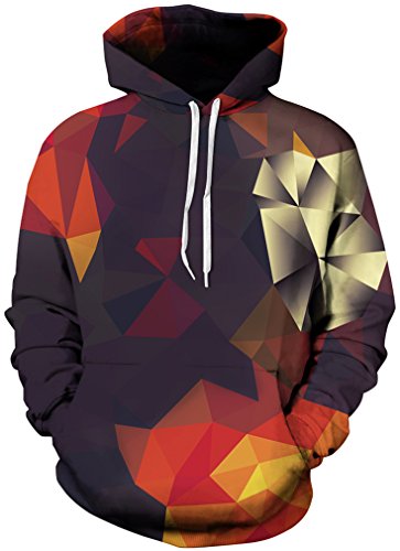 EUDOLAH Herren 3D Druck Kaputzenpullover Weihnachten Unisex Langarm Herbst Winter Bunt mit Kaputzen (S/M (Brustumfang: 112-132CM), A-aGeometrie)