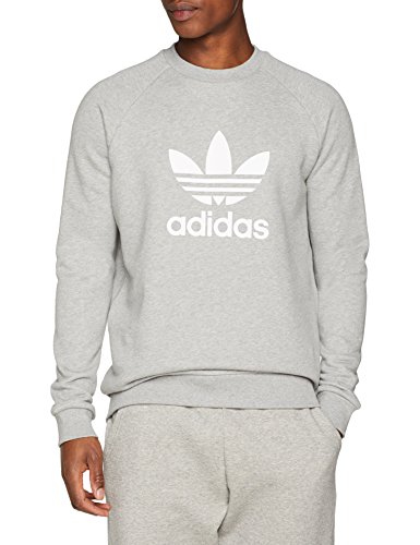 adidas Herren Sweatshirt Trefoil Crew, grau (Medium Grey Heather), M, CY4573