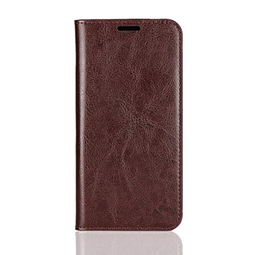 Huawei Mate 20 Lite/Huawei Maimang 7 Hülle, HDRUN Flip Elegant Premium Echt Leder Hülle Handyhülle Brieftasche Schutzhülle im Bookstyle Klapphülle mit Standfunktion für Huawei Mate 20 Lite, Kaffee Brown