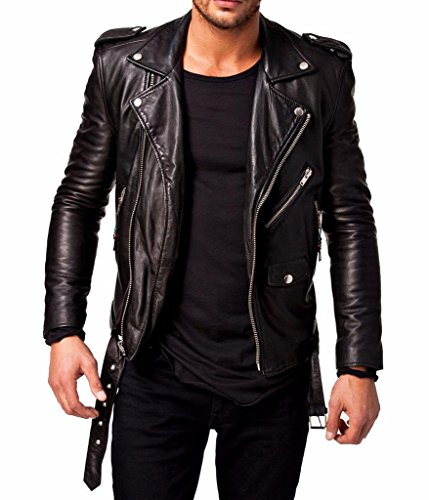 PRIME Herren Kunstlederjacke/Bikerjacke, Verschiedene Größen erhältlich