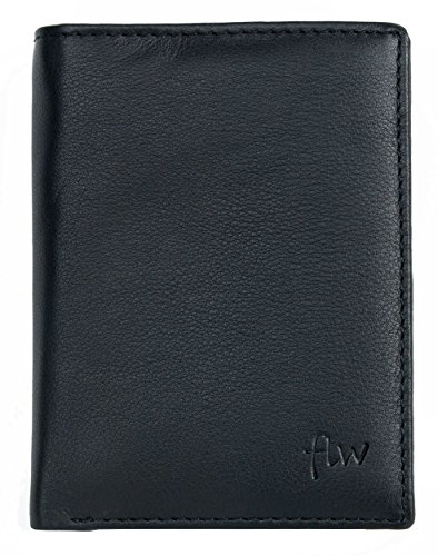 Herren Schwarzes Hochqualitäts Leder Portemonnaie mit Nappa-Vollenden mit abnehmbaren Dokumentenhalter