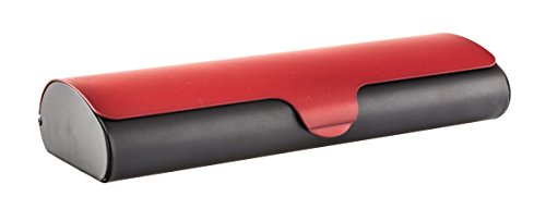 Flaches Brillenetui mit Aluminium-Außenschale und Schnappverschluß in verschiedenen Farben und Größen (Zweifarbig Rot-Schwarz)
