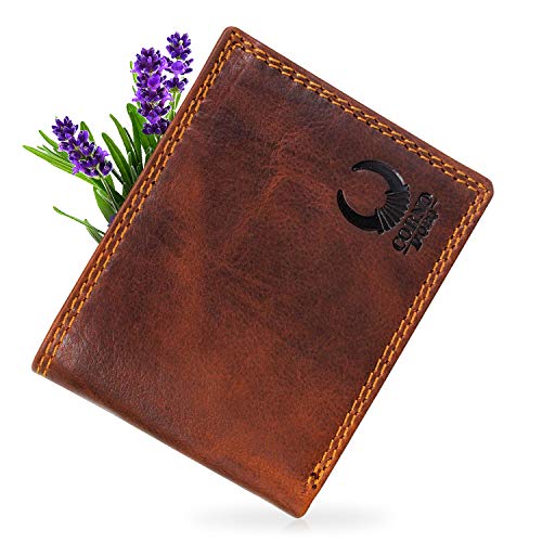 Herren Geldbörse Leder mit TÜV-geprüftem RFID Blocker I Portemonnaie Brieftasche Portmonee Vintage Geldbeutel mit Münzfach Wallet in Geschenk-Box Echt-Leder Kartenetui braun von Corno d´Oro 32010W