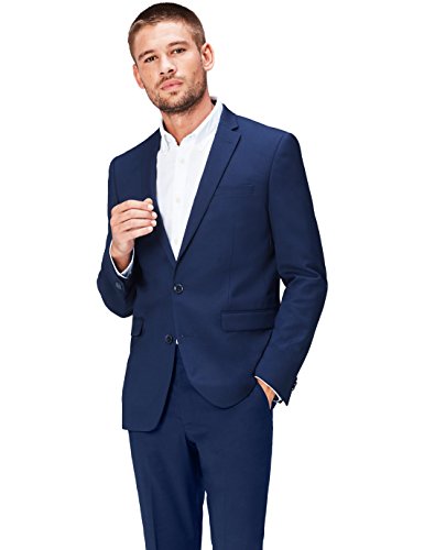 FIND Anzugjacke Herren Slim Fit, mit schmalem Revers, zwei Knöpfen und Brusttasche, Blau (Navy 200), 54 (Herstellergröße: XL)