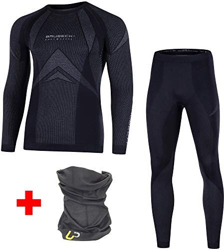 Brubeck® Dry Damen Herren Funktionsunterwäsche Set Lang + Ultrapower Schlauchtuch | LS10180 + LE10160, Größen:XL