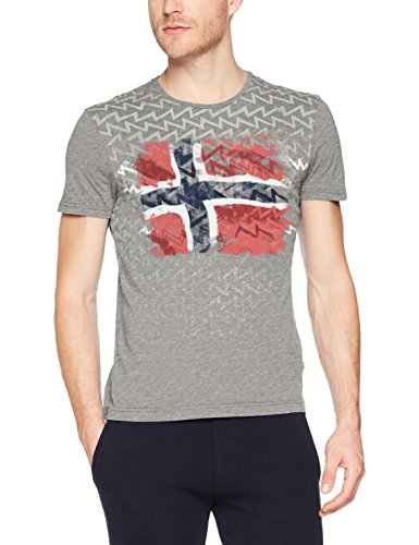 Napapijri Seol Herren T-Shirt, Grau (Med Grey Mel 160), X-Large