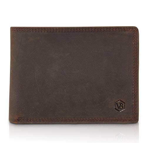 VAN BEEKEN Geldbeutel Männer Geldbörse Herren Portemonnaie Portmonaise Portmonee Mens Wallet Leather Brieftasche Ledergeldbeutel Ledergeldbörse Portmone Portmonaie RFID Schutz Echt Leder Grau