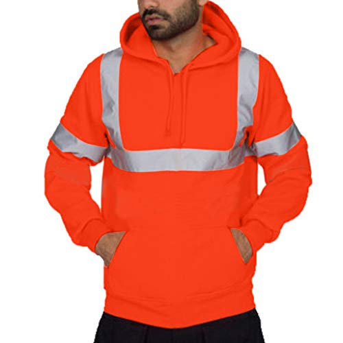 LoveLeiter Herren Sweatshirt Männer Road Work Warnschutz Rollkragen Pullover Langarm Rundhalsausschnitt Kapuzenpulli Tops Weich und bequem Bluse Parka Oberteile, Road Work Warnschutz Pullover