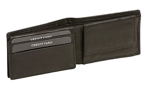LEAS Damen und Herren Klassische Minibörse Mini Scheintasche mit Klappe extra flach im Querformat Echt-Leder, schwarz