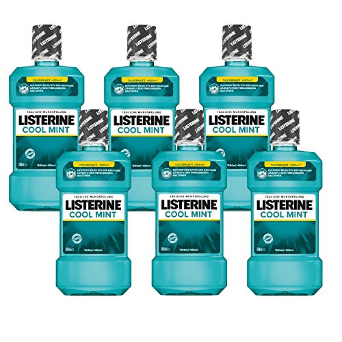 Listerine Cool Mint Antibakterielle Mundspülung (mit frischem Minzgeschmack, für gesunde Zähne) 6er Pack (6 x 600 ml)