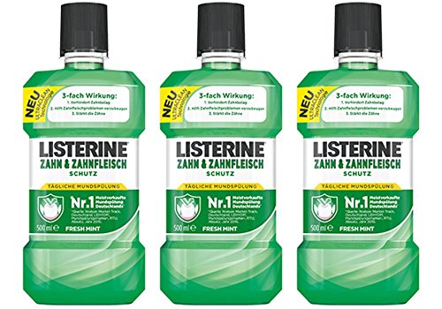 LISTERINE Zahn und Zahnfleisch-Schutz – Antibakterielle Mundspülung – Schutz für Zähne und Zahnfleisch – 3er Pack (3 x 500 ml)