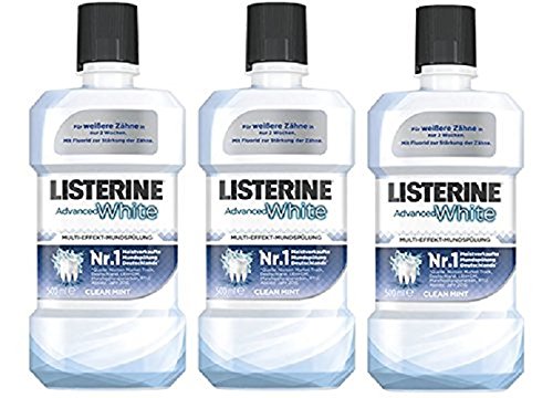 LISTERINE Advanced White – LISTERINE Mundspülung mit Whitening-Effekt – Für gesunde Zähne – 3er Pack (3 x 500 ml)