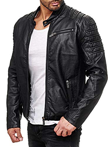 Red Bridge Herren Jacke Kunst- Lederjacke Biker MC Black Übergangsjacke Schwarz M6056 Gr.M