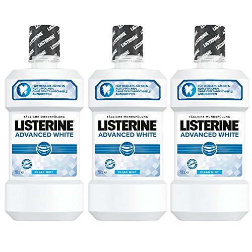 Listerine Advanced White Mundspülung (mit Whitening-Effek, für gesunde Zähne) 3er Pack (3 x 500 ml)