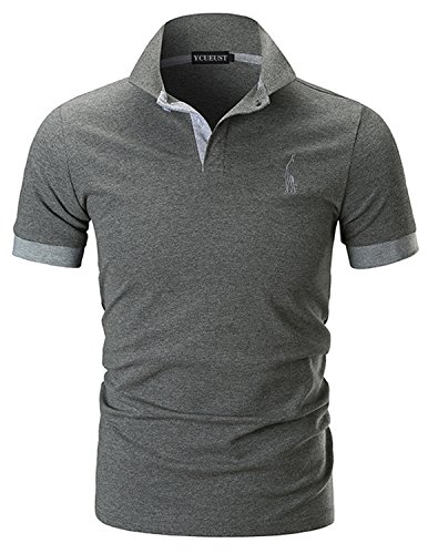 YCUEUST Nummer 3 Poloshirts Herren Kurzarm Kontrast Polohemd Polo Shirts Regular Fit Grau EU XL