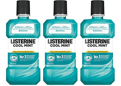 LISTERINE Cool Mint – Antibakterielle Mundspülung mit frischem Minzgeschmack – Für gesunde Zähne – 3er Pack (3 x 500 ml)
