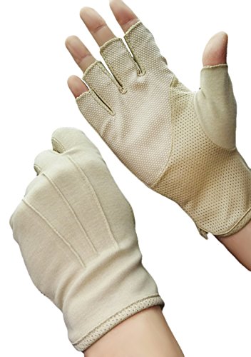 Herren Halbfinger Handschuhe Baumwolle Fahrradhandschuhe Anti-Rutsch, Anti-UV Schutz, Atmungsaktiv Sporthandschuhe Traininghandschuhe Gloves für Fahren Golf Outdoor Motorrad