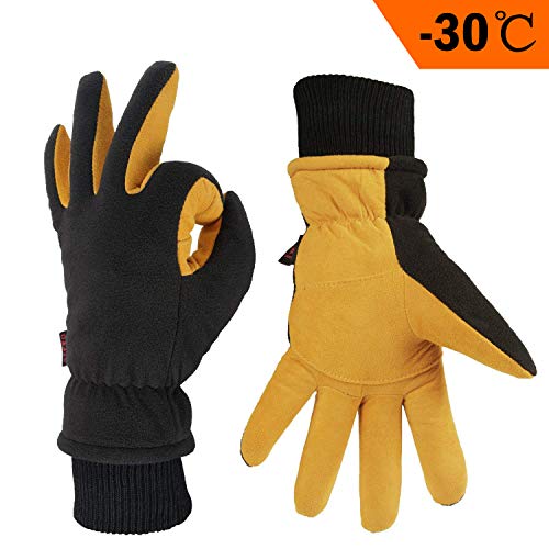 OZERO Winter Lederhandschuhe,Thermo-Handschuhe für Herren und Damen,1 Paar