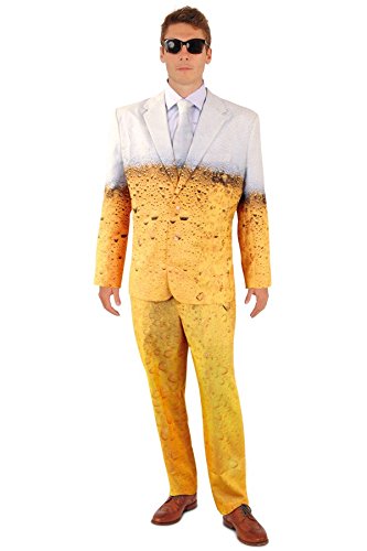 shoperama Lustiger Bier Anzug mit Krawatte Herren Kostüm Sakko Jackett Hose Karneval Party, Größe:48