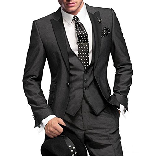 GEORGE BRIDE Herren Anzug 5-Teilig Anzug Sakko,Weste,Anzug Hose,Krawatte,Tasche Platz 002,2XL