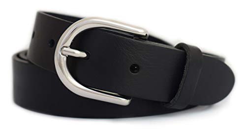 GREEN YARD Ledergürtel schmal Gürtel aus 100% weichem Leder für Damen & Herren Damengürtel 3cm breit,Black – Schwarz,80 cm Bundweite = 95 cm Gesamtlänge