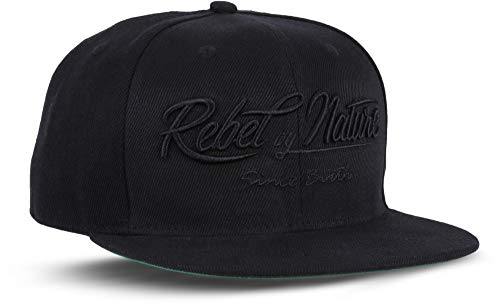 Rebel by Nature RC2 – Snapback Cap Font Mütze Unisex Kappe Hat Sport Baseball 100% Acryl – Collection No1-6Panel ORIGINAL Rebel (DEEP-Black)