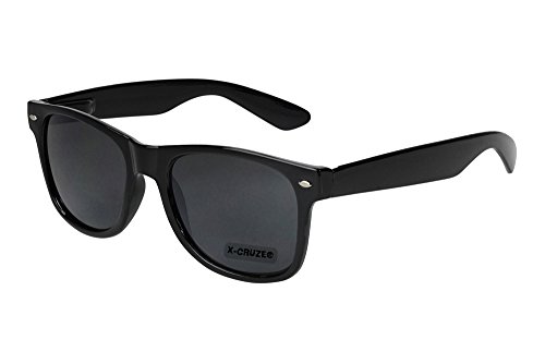 X-CRUZE 8-001 Nerd Sonnenbrille Stil Retro Vintage Unisex Brille Nerdbrille – schwarz