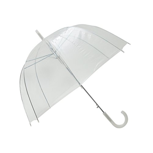 Transparenter / Durchsichtiger Regenschirm mit weißem Griff / Hochzeitsschirm