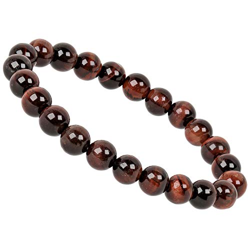 PowerBead Edelstein Perlen Armband Tigerauge rot 8mm für Damen und Herren