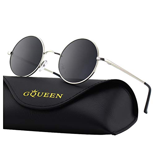 GQUEEN Klassische Lennon Runde Polarisierte Sonnenbrille mit UV400 Schutz MEZ1