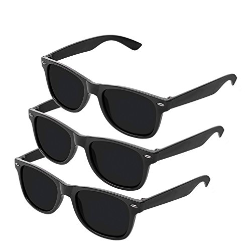 Nerd Sonnenbrille im Klassiker Stil Retro Vintage Unisex Brille – Boolavard TM, 3er pack Schwarz