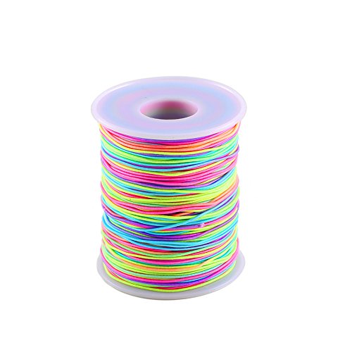 ManYee Elastisch Perlenschnur 1mm Bunte Elastische Faden Rund Gummiband Elastische Schnur Regenbogen Beading Thread für Kinder Schmuck Basteln Perlen Armband 100 Meter Lang